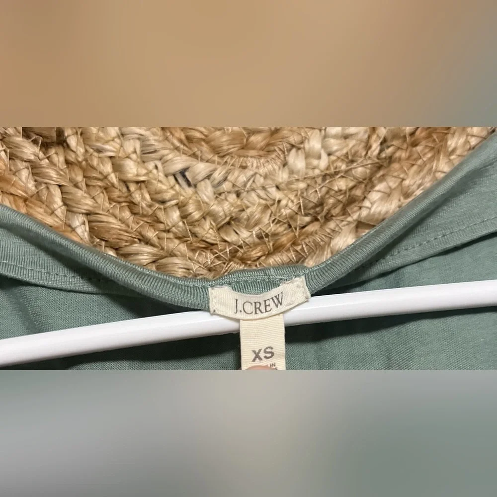 J.Crew Women Silk Sage Green V-Neck Pleat Shift Dress,Size XS,Great Condition
